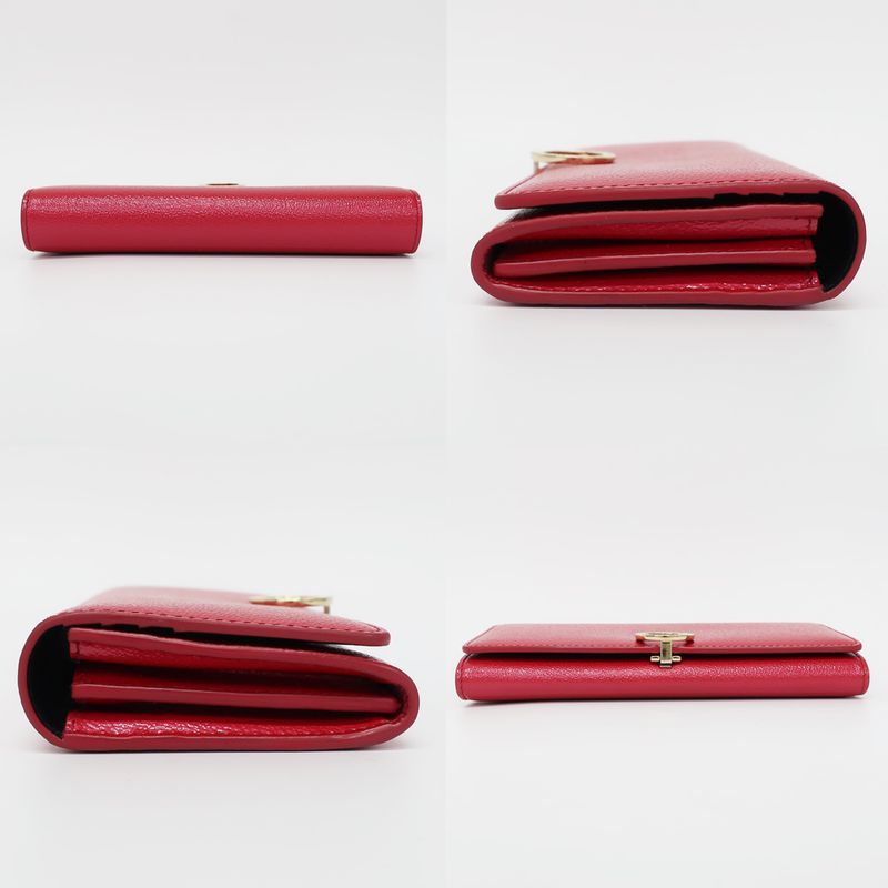 Bvlgari Long Wallet Bvlgari Wallet Bifold Red Gold Hardware Leather