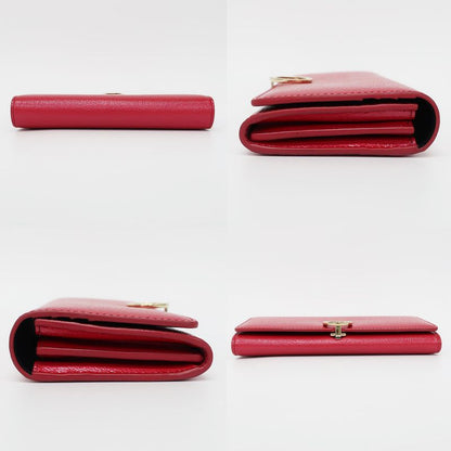 Bvlgari Long Wallet Bvlgari Wallet Bifold Red Gold Hardware Leather