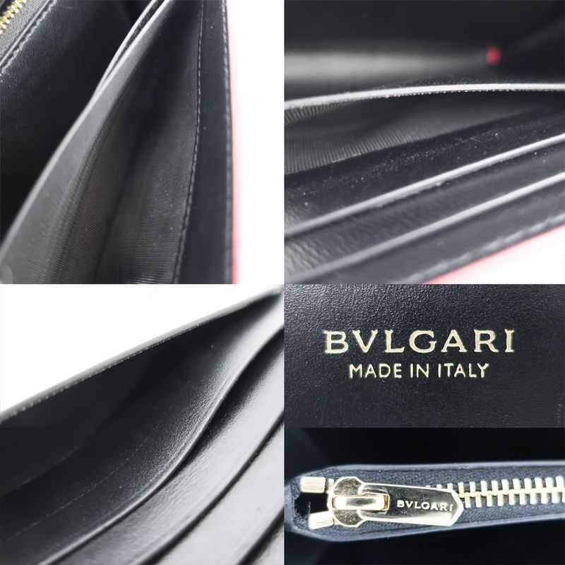 Bvlgari Long Wallet Bvlgari Wallet Bifold Red Gold Hardware Leather