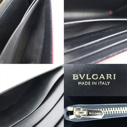Bvlgari Long Wallet Bvlgari Wallet Bifold Red Gold Hardware Leather