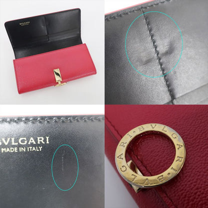 Bvlgari Long Wallet Bvlgari Wallet Bifold Red Gold Hardware Leather