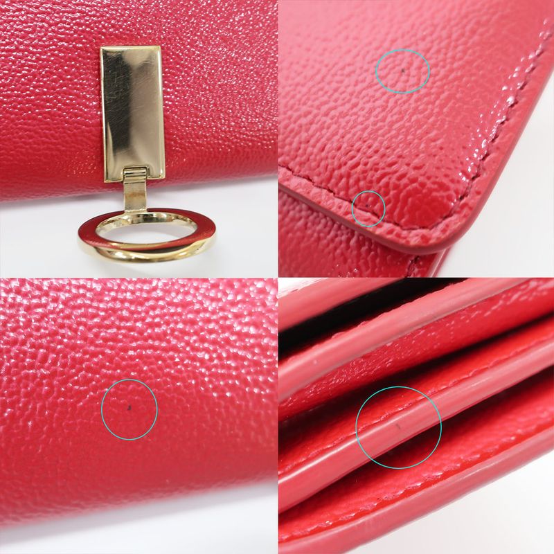 Bvlgari Long Wallet Bvlgari Wallet Bifold Red Gold Hardware Leather