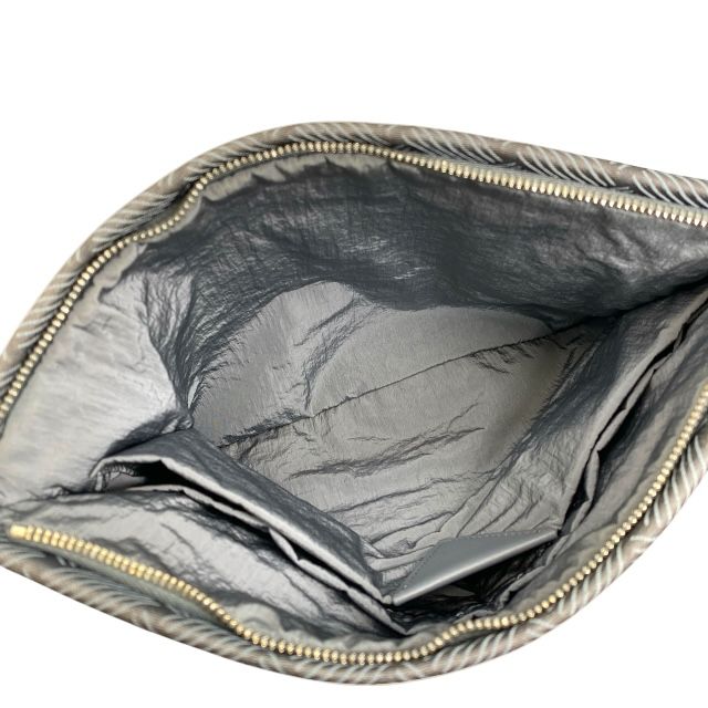 Bottega Veneta Clutch Bag Second Bag Intrecciato Nylon Canvas Gray Unisex