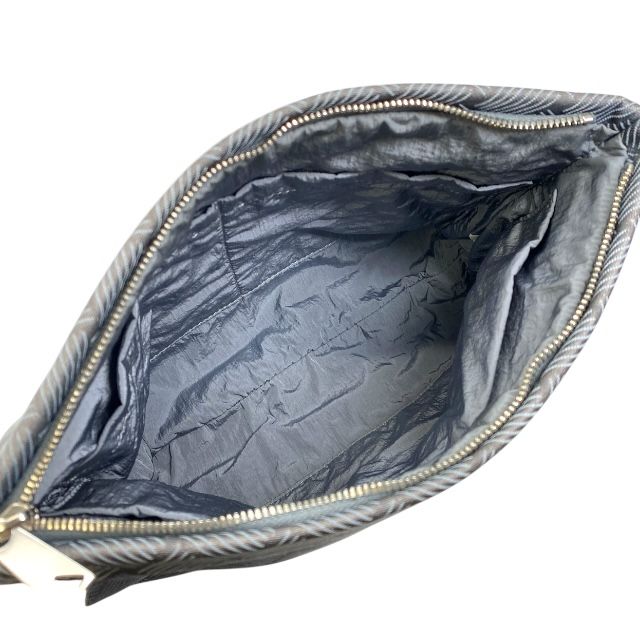 Bottega Veneta Clutch Bag Second Bag Intrecciato Nylon Canvas Gray Unisex