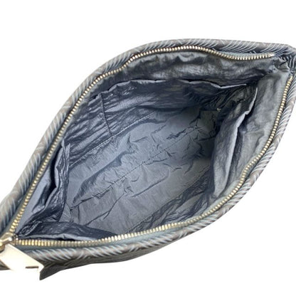 Bottega Veneta Clutch Bag Second Bag Intrecciato Nylon Canvas Gray Unisex