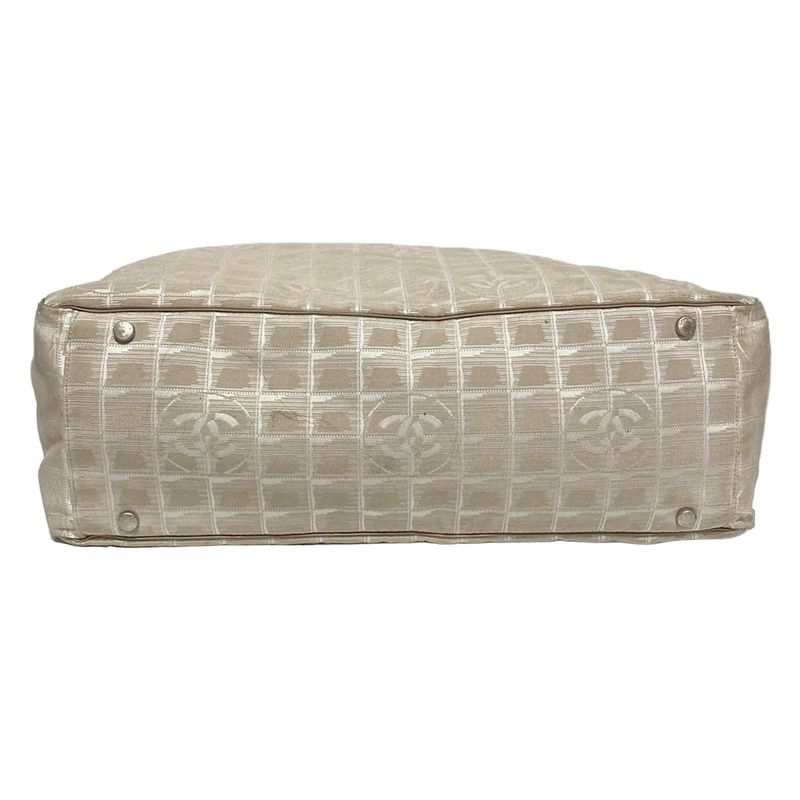 Chanel New Travel Line Boston Bag Beige And Ivory Main Item No Lock Leather