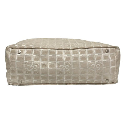 Chanel New Travel Line Boston Bag Beige And Ivory Main Item No Lock Leather