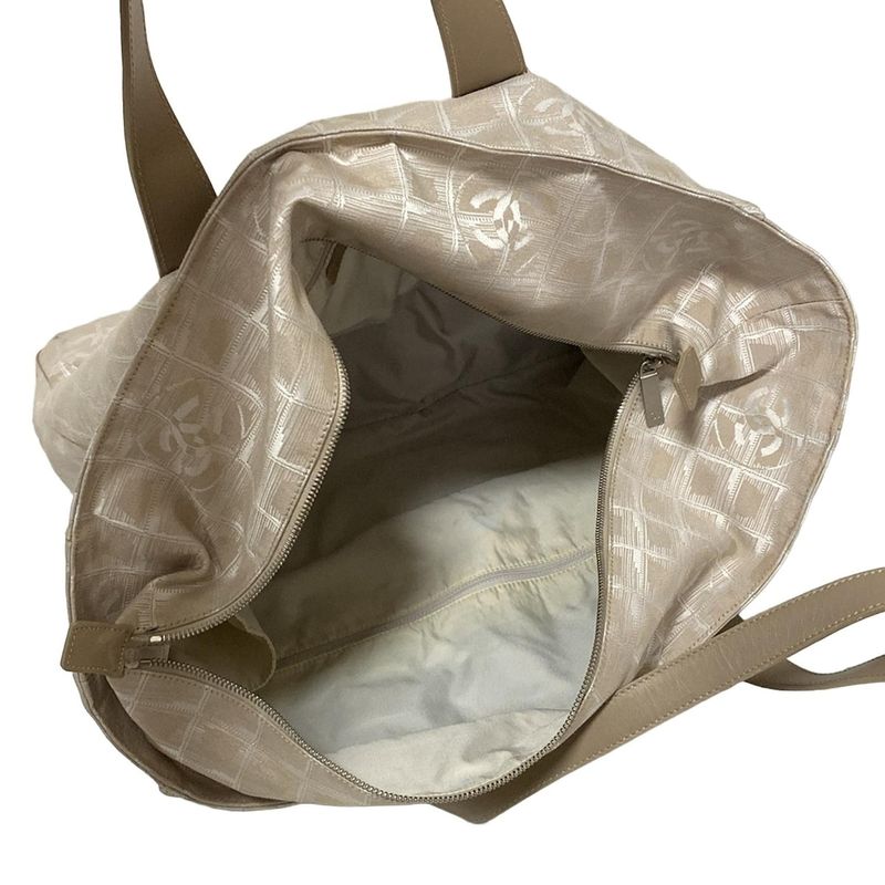 Chanel New Travel Line Boston Bag Beige And Ivory Main Item No Lock Leather