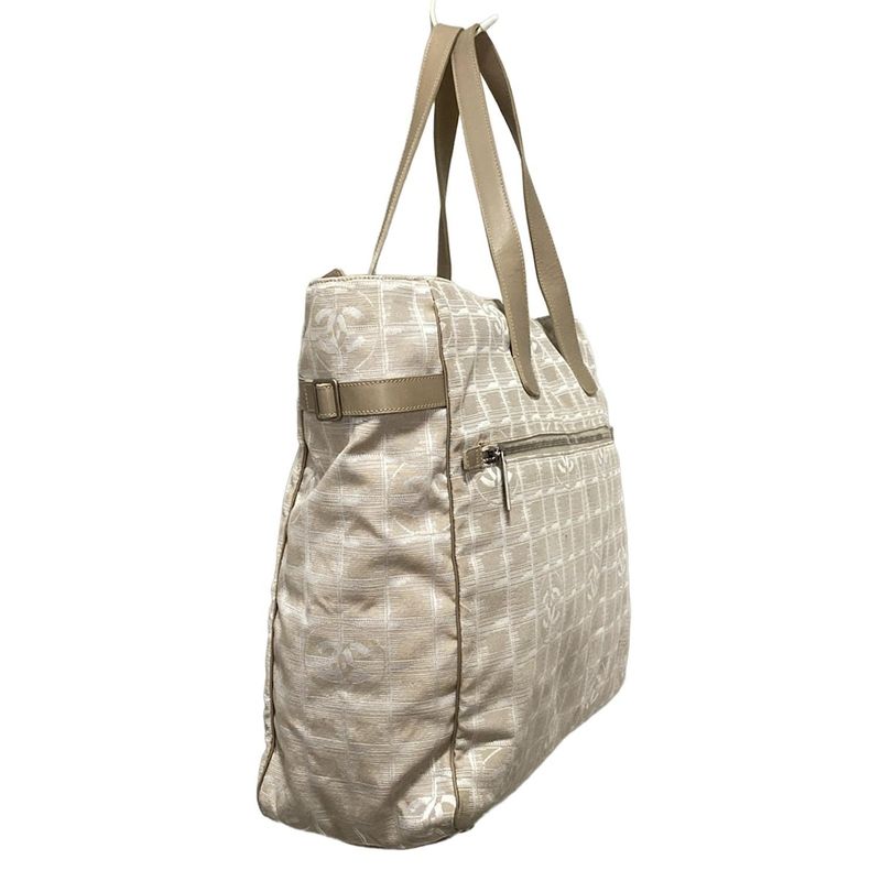 Chanel New Travel Line Boston Bag Beige And Ivory Main Item No Lock Leather