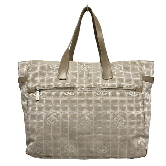 Chanel New Travel Line Boston Bag Beige And Ivory Main Item No Lock Leather