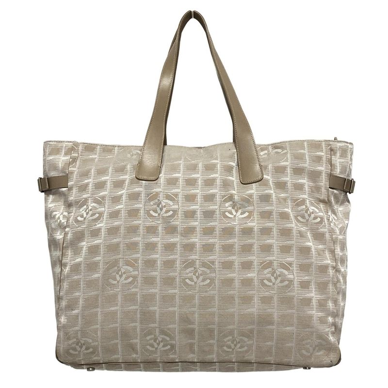 Chanel New Travel Line Boston Bag Beige And Ivory Main Item No Lock Leather