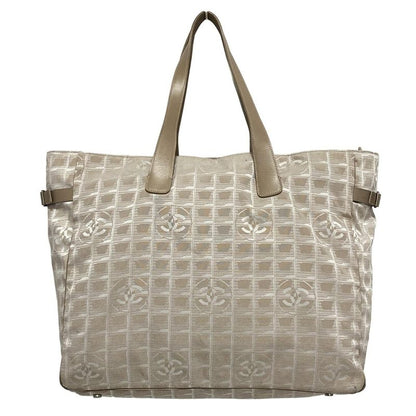 Chanel New Travel Line Boston Bag Beige And Ivory Main Item No Lock Leather