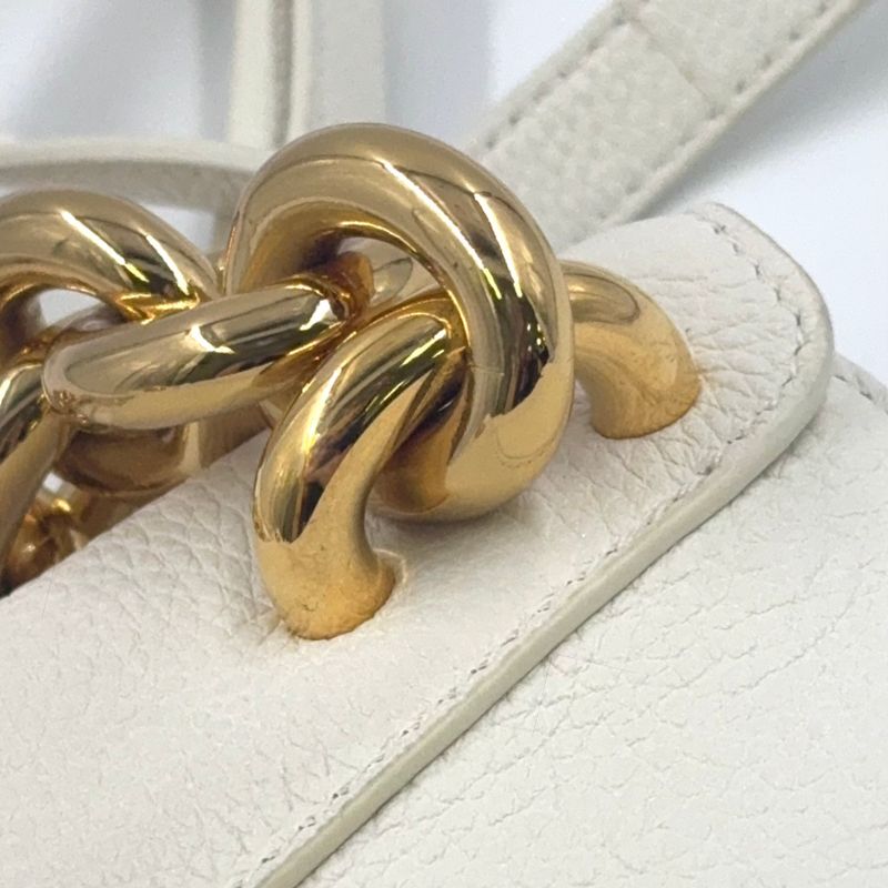 Bottega Veneta Mount Leather White Shoulder Bag Gold