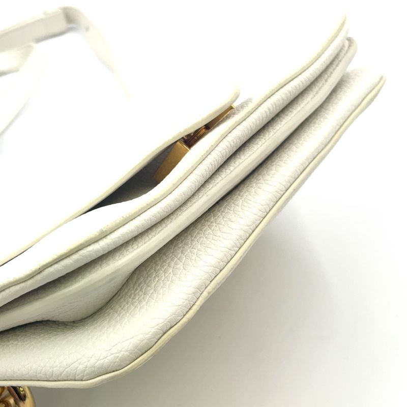 Bottega Veneta Mount Leather White Shoulder Bag Gold