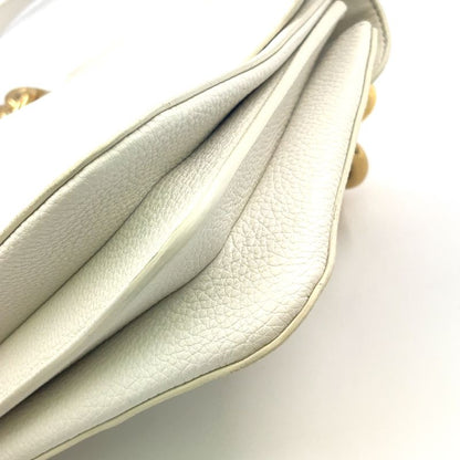 Bottega Veneta Mount Leather White Shoulder Bag Gold
