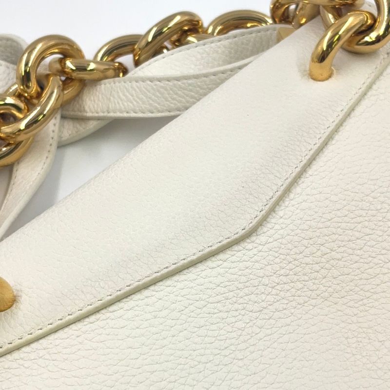 Bottega Veneta Mount Leather White Shoulder Bag Gold