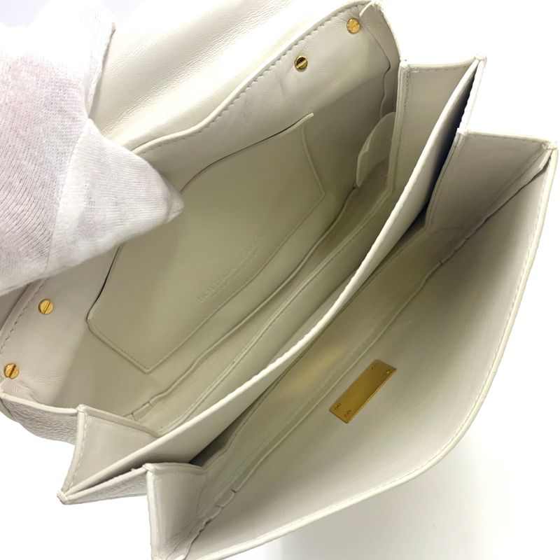 Bottega Veneta Mount Leather White Shoulder Bag Gold