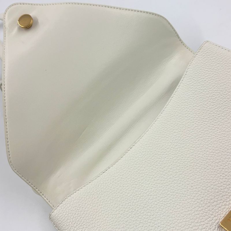 Bottega Veneta Mount Leather White Shoulder Bag Gold