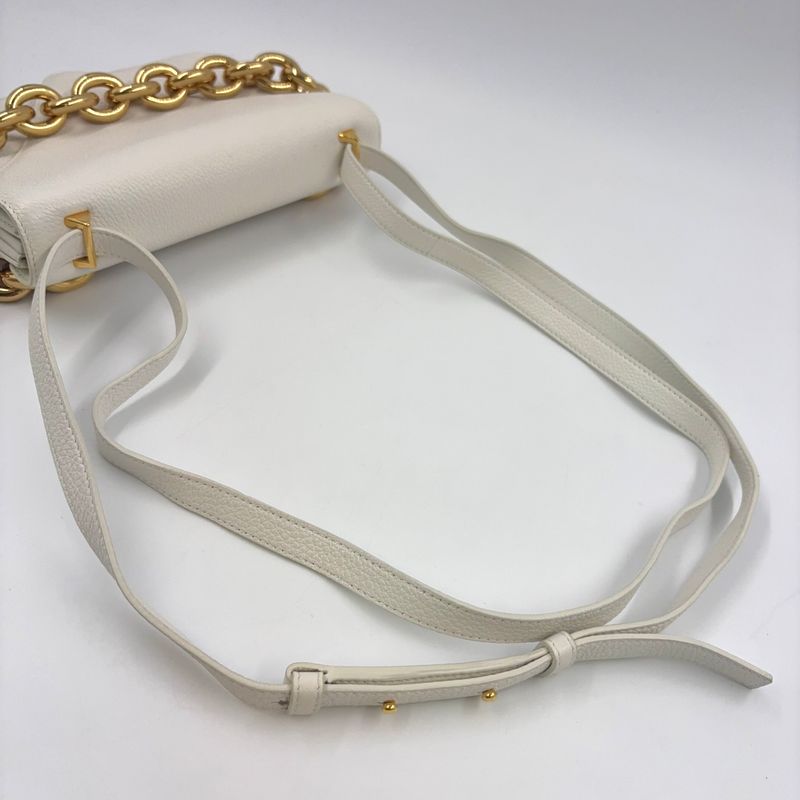 Bottega Veneta Mount Leather White Shoulder Bag Gold