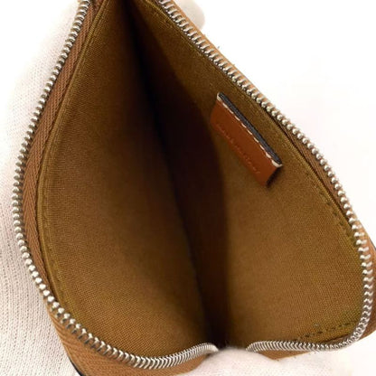 Celine Zipped Leather With Purse Brown Card Case Silver