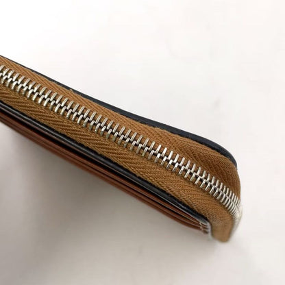 Celine Zipped Leather With Purse Brown Card Case Silver