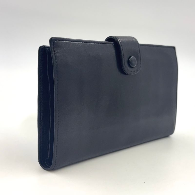 Chanel Coco-mark 2 Fold 3 Lambskin Black Wallet Gold