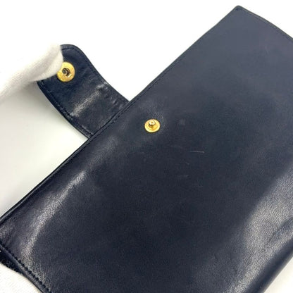 Chanel Coco-mark 2 Fold 3 Lambskin Black Wallet Gold