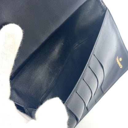 Chanel Coco-mark 2 Fold 3 Lambskin Black Wallet Gold