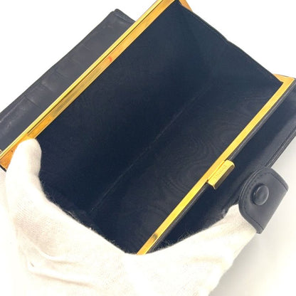 Chanel Coco-mark 2 Fold 3 Lambskin Black Wallet Gold