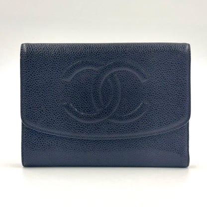 Chanel Coco Mark 3 Fold 4 Leather Black Wallet Gold