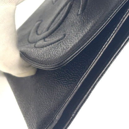 Chanel Coco Mark 3 Fold 4 Leather Black Wallet Gold