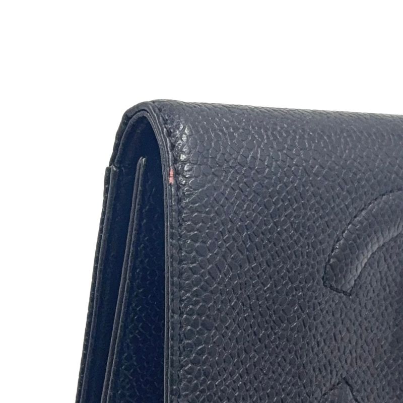 Chanel Coco Mark 3 Fold 4 Leather Black Wallet Gold