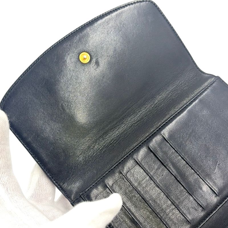 Chanel Coco Mark 3 Fold 4 Leather Black Wallet Gold