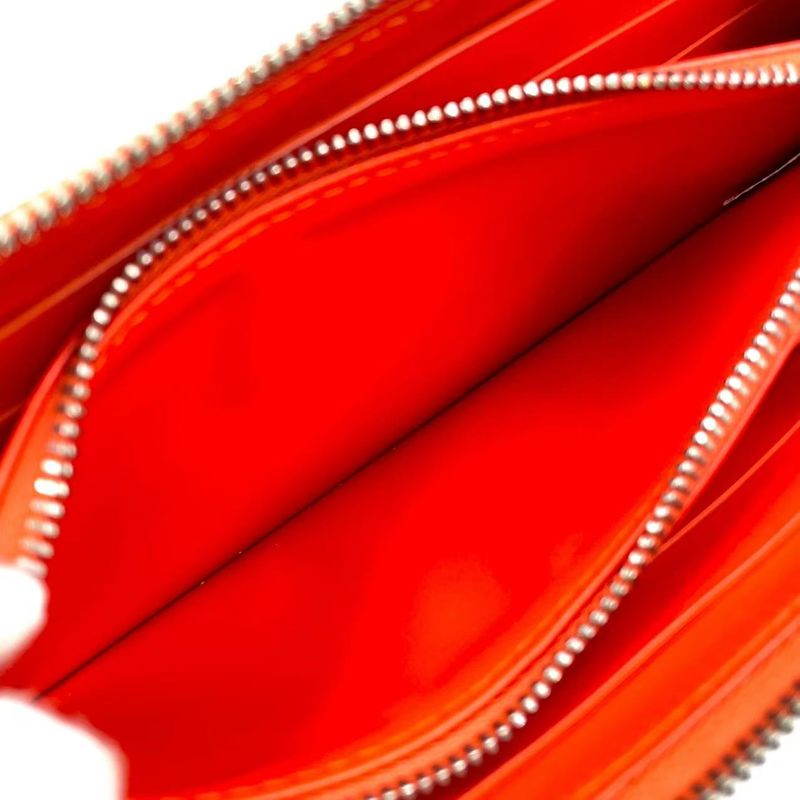 Bottega Veneta Embossed Leather Orange Long Wallet Silver