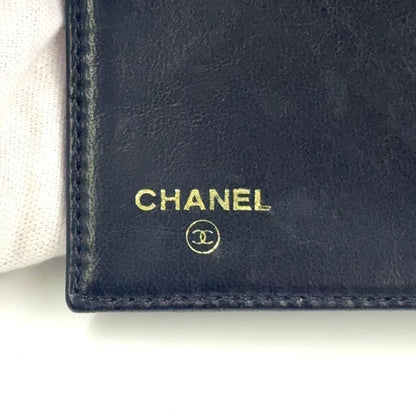 Chanel Coco Mark 3 Fold 4 Leather Black Wallet Gold