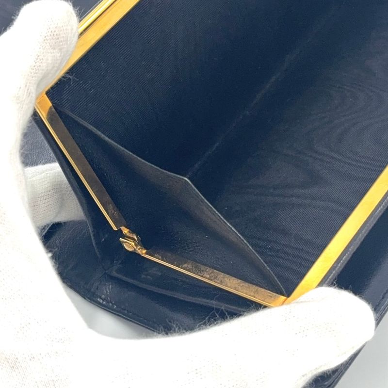 Chanel Coco-mark 2 Fold 3 Lambskin Black Wallet Gold