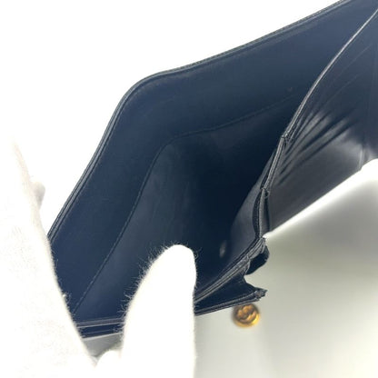 Chanel Coco Mark 3 Fold 4 Leather Black Wallet Gold