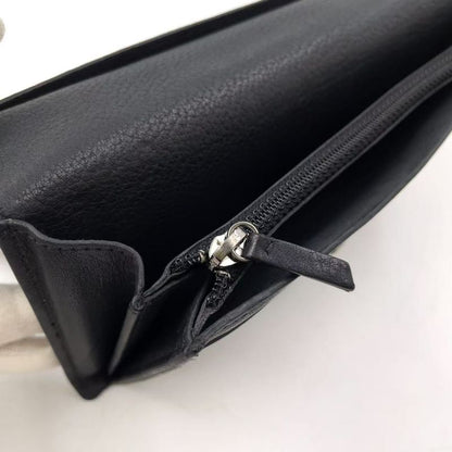 Chanel Coco Mark 15th Leather Black Wallet Silver