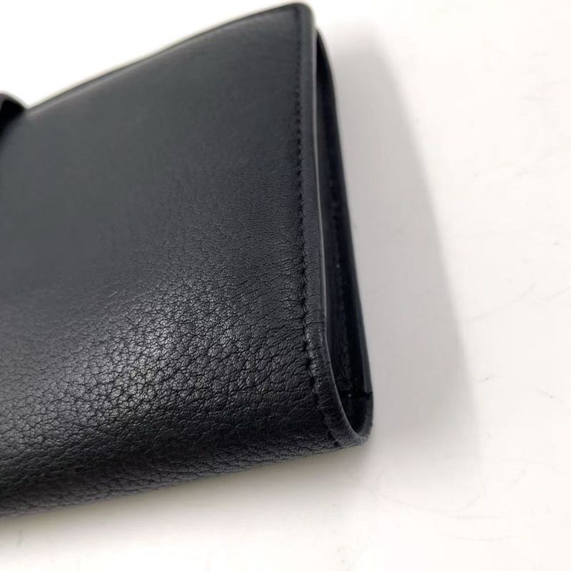 Chanel Coco Mark 15th Leather Black Wallet Silver