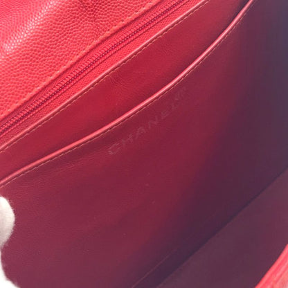 Chanel Ccmatelasse Serial No 5 Calf Red Handbag Silver