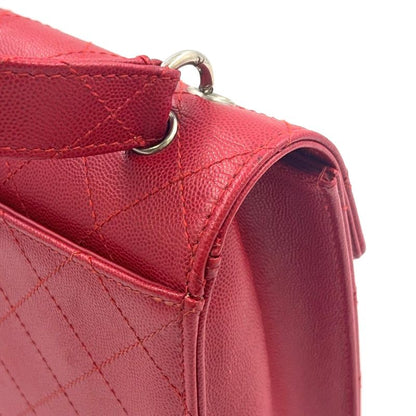 Chanel Ccmatelasse Serial No 5 Calf Red Handbag Silver