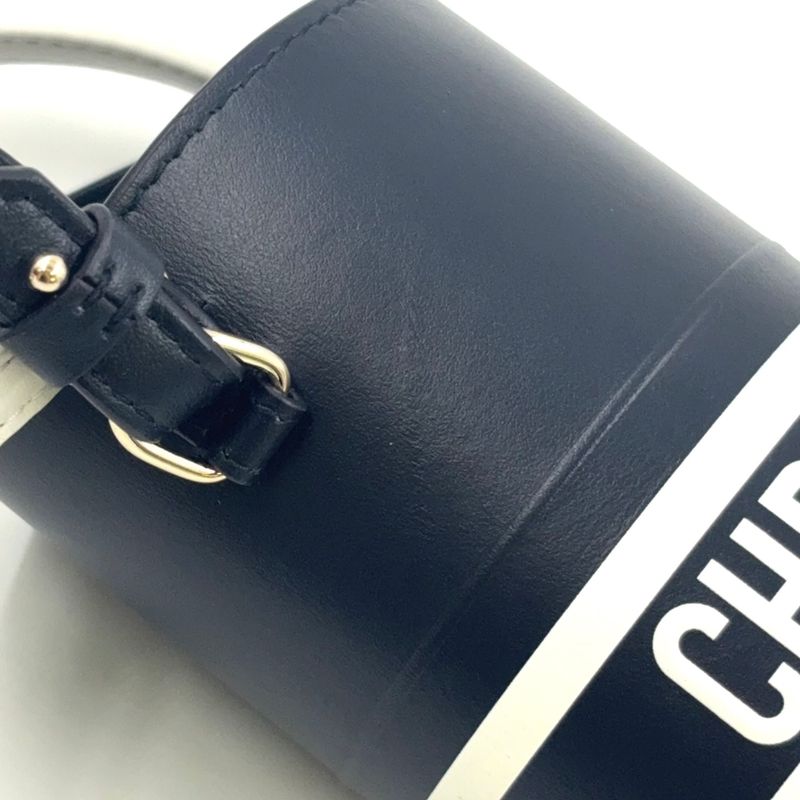 Christian Dior Vibe Bottle Holder Shoulder Leather Black Handbag Silver