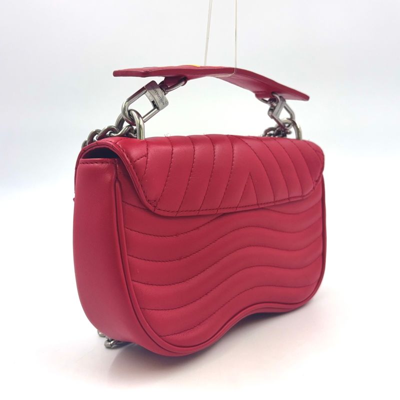 Louis Vuitton New Wave Chain Bag PM Leather Red Shoulder Bag Silver M51930