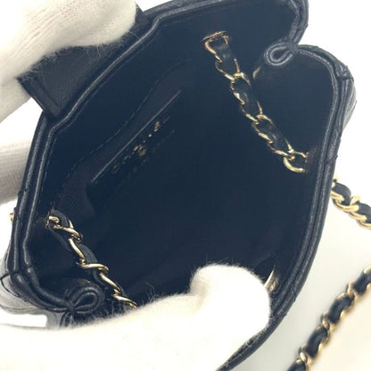 Chanel Mini Pochette Chain Lambskin Black Shoulder Bag Gold