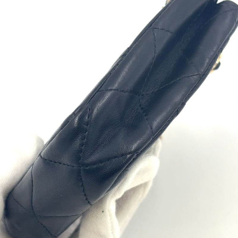 Chanel Mini Pochette Chain Lambskin Black Shoulder Bag Gold