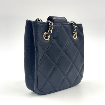 Chanel Mini Pochette Chain Lambskin Black Shoulder Bag Gold