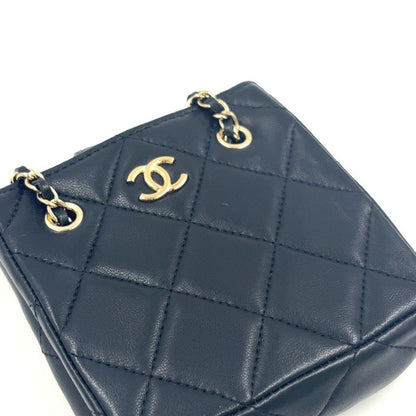 Chanel Mini Pochette Chain Lambskin Black Shoulder Bag Gold