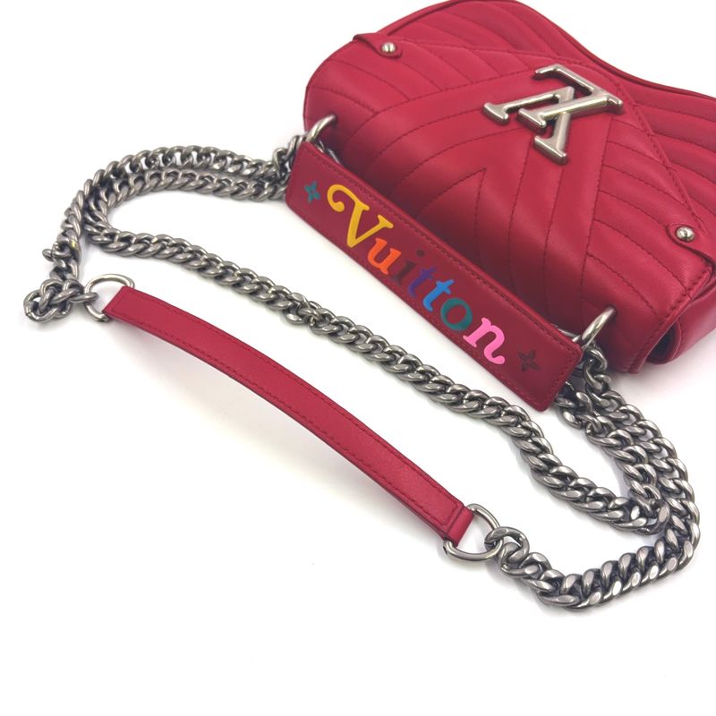 Louis Vuitton New Wave Chain Bag PM Leather Red Shoulder Bag Silver M51930