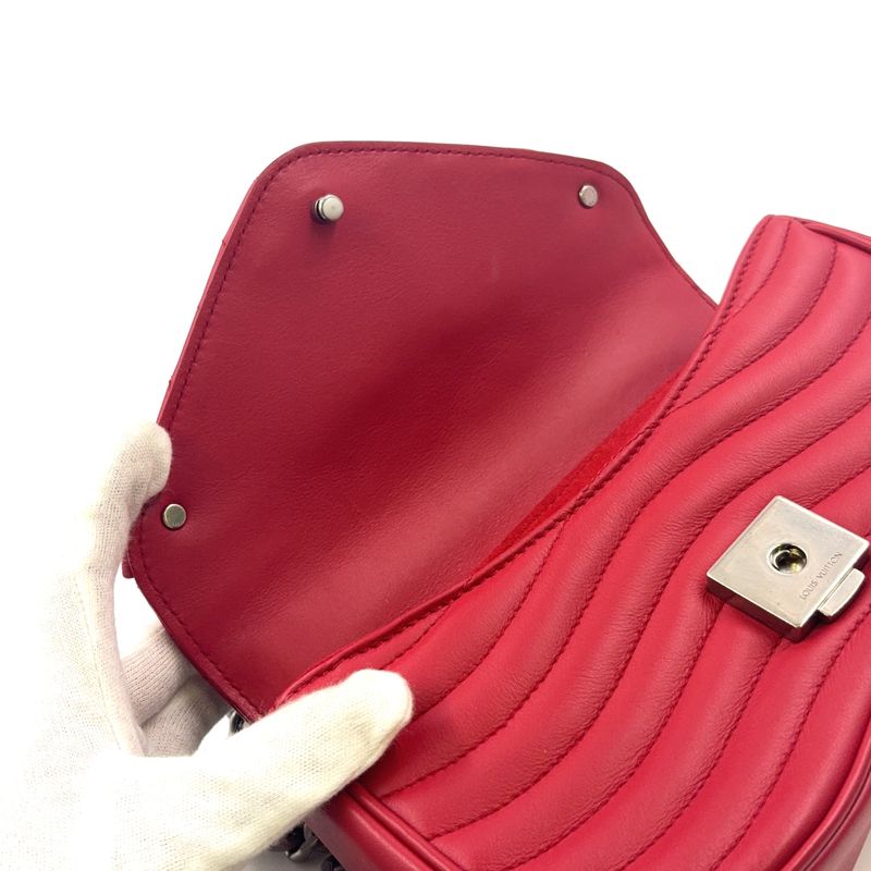 Louis Vuitton New Wave Chain Bag PM Leather Red Shoulder Bag Silver M51930