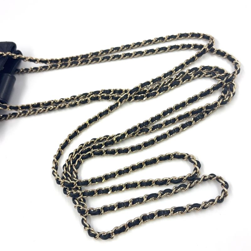 Chanel Mini Pochette Chain Lambskin Black Shoulder Bag Gold